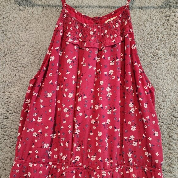 Francescas Mi Ami MINI DRESS Halter Red White Floral Blouson Lightweight Sz L - Picture 3 of 10
